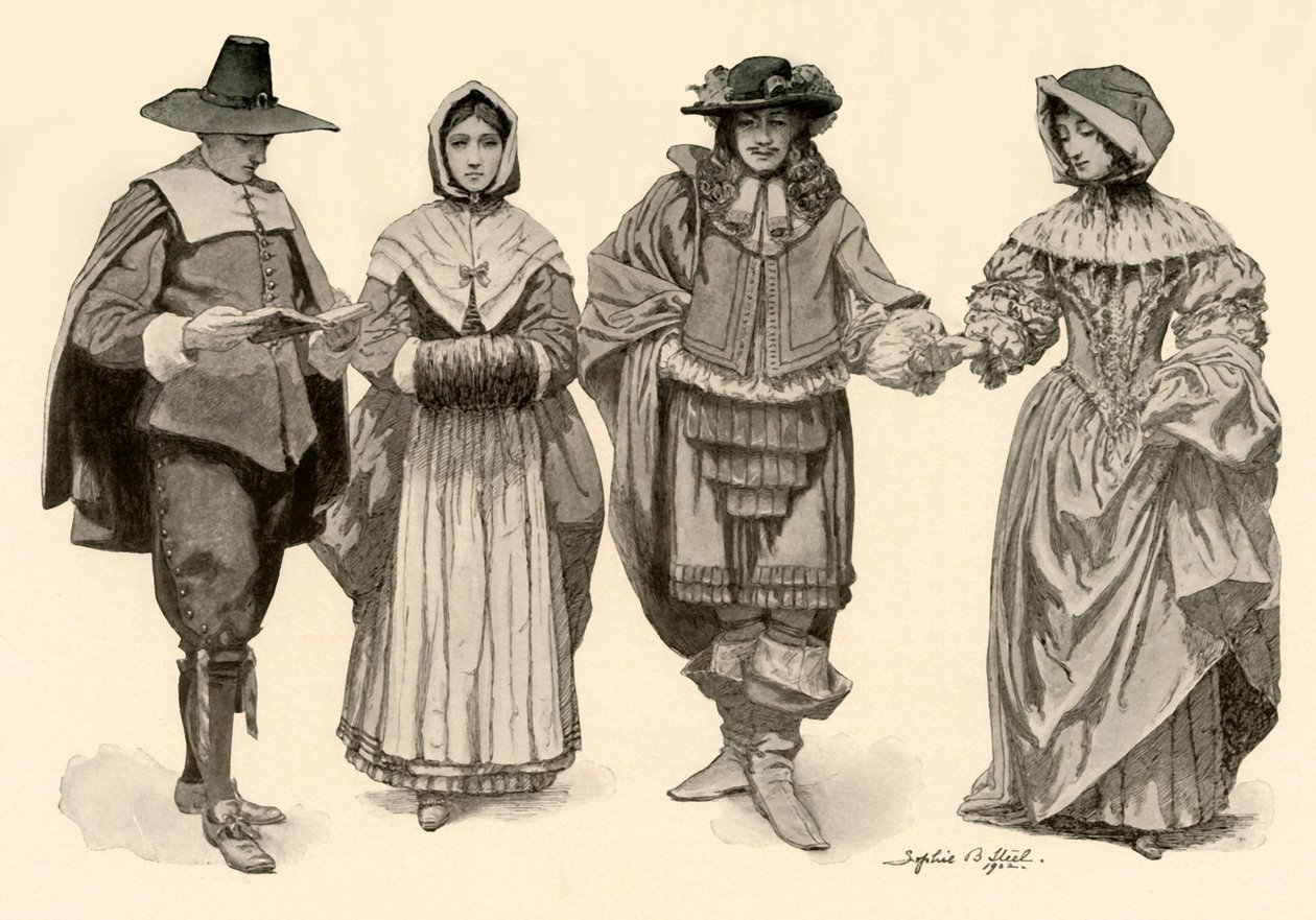 Kleding tijdens de periode van 1620-1670, 1903, 1937 door Sophie B. Steel