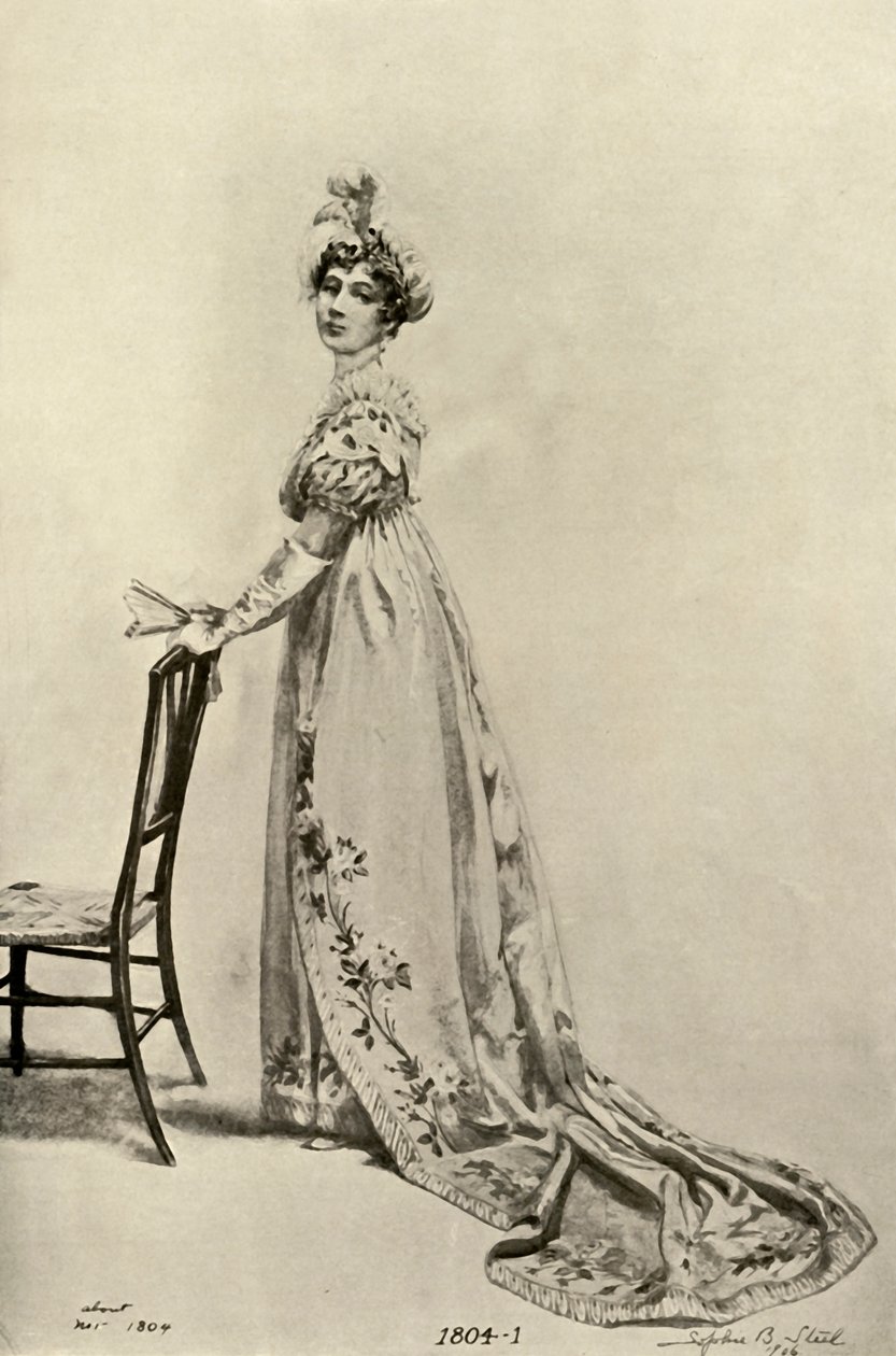 Empire jurk gedragen in Philadelphia, nu in Memorial Hall, 1804, 1903, 1937 door Sophie B. Steel