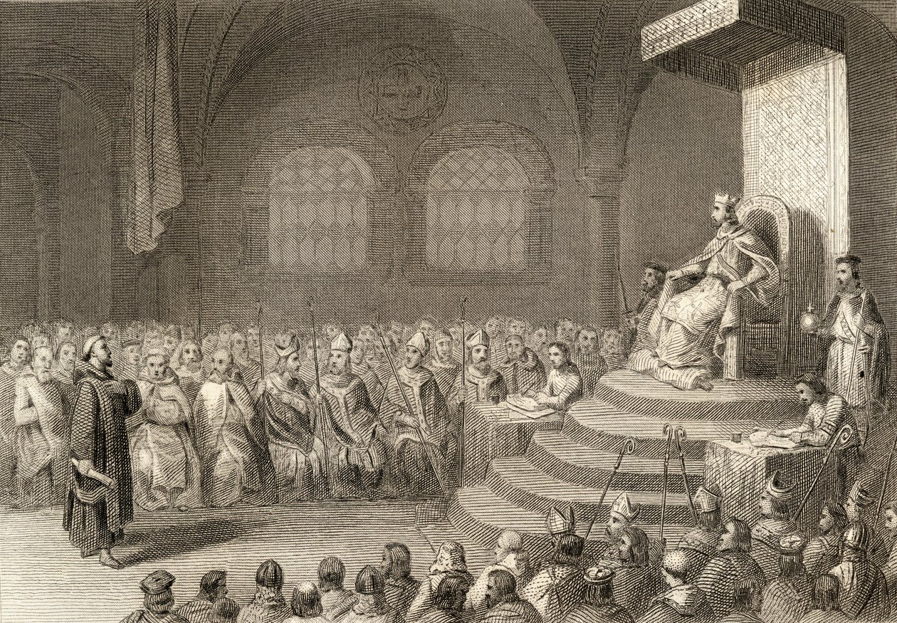 Het Vijftiende Concilie van Toledo tijdens het bewind van Koning Egica in 688AD door Spanish School