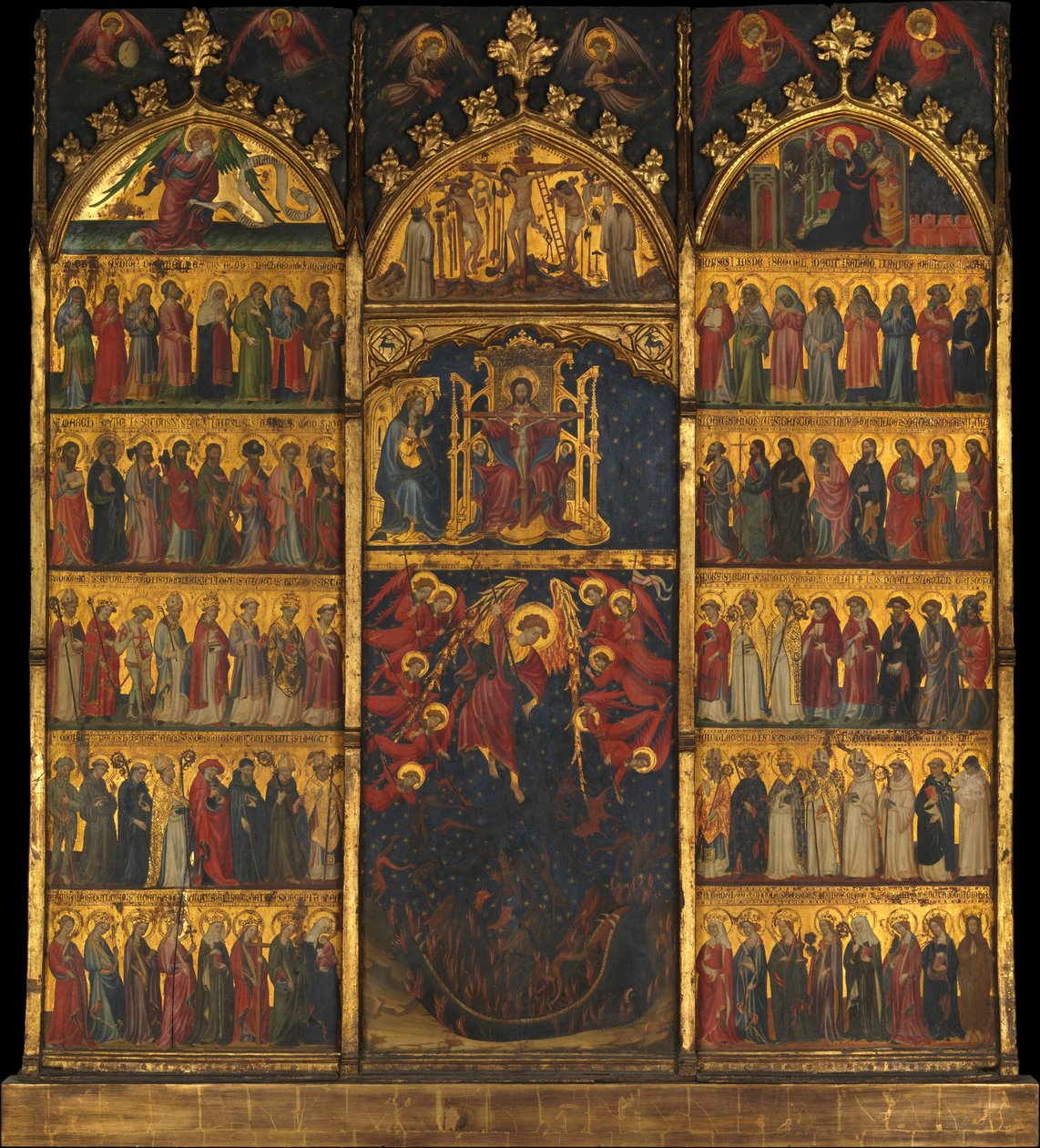 De Drie-eenheid aanbeden door alle heiligen door Spanish Painter