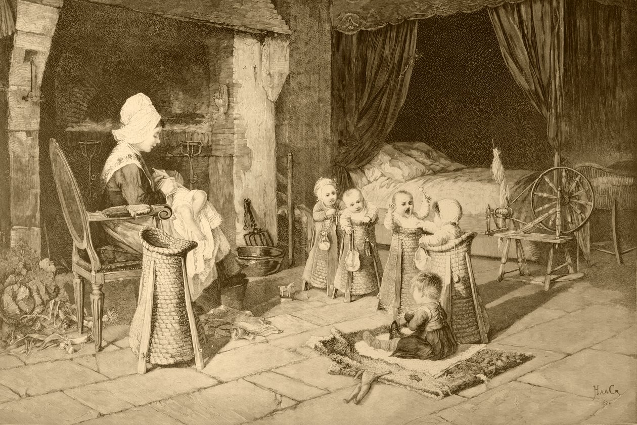 Kinderhuis in een dorp, naar een schilderij van Haag, uit 