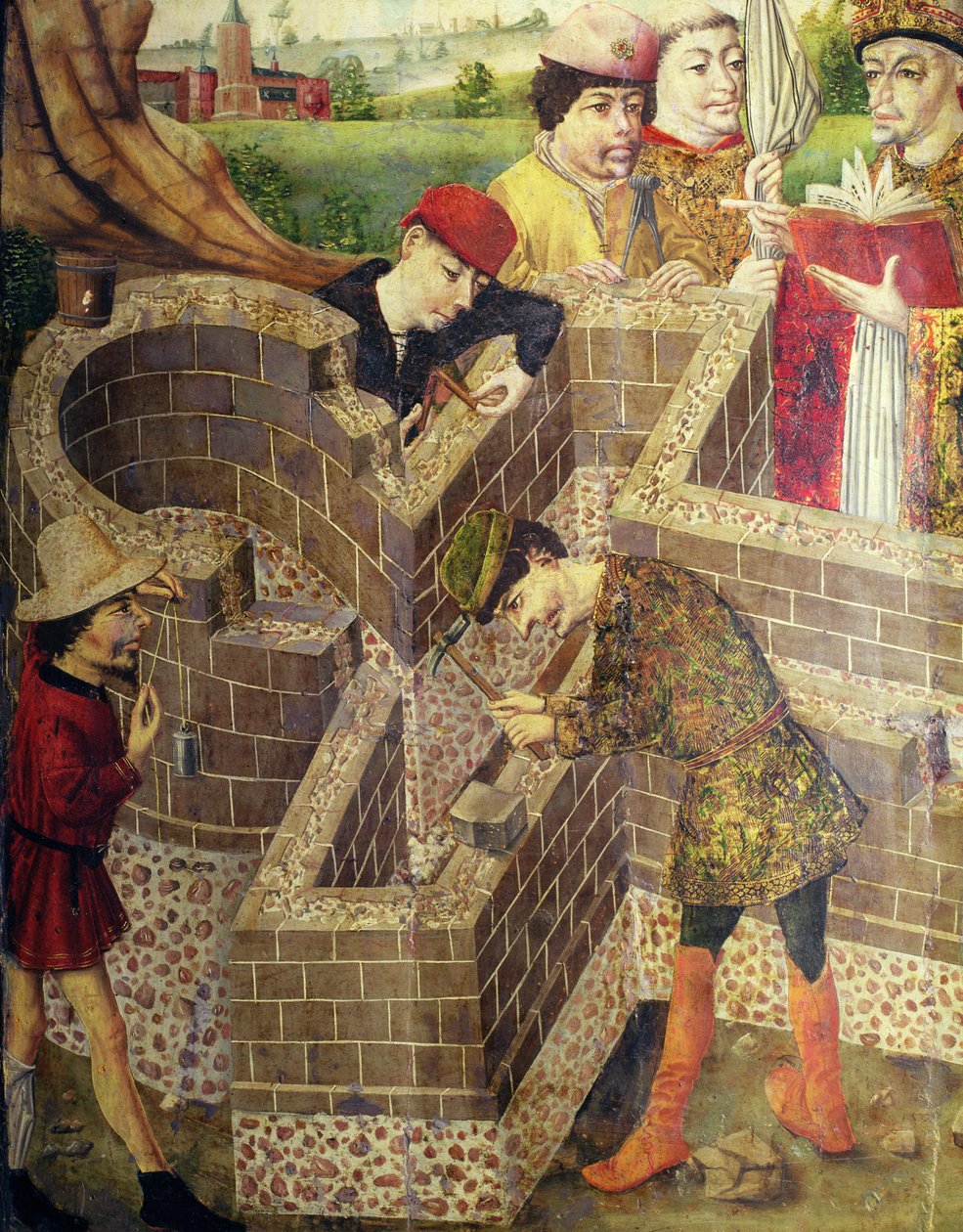 Bouw van een kerk, detail van 