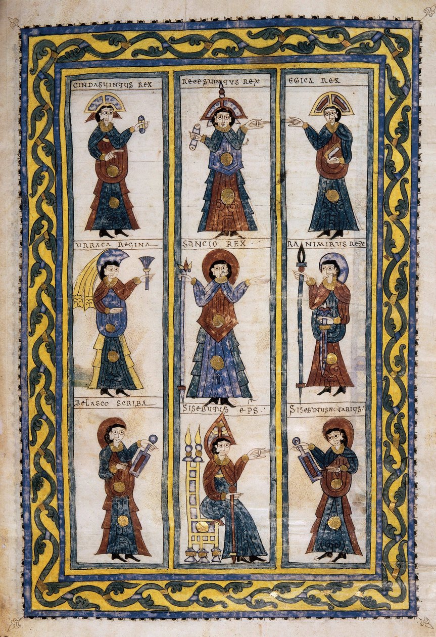 Raad van Spaanse Bisschoppen onder de Visigotische bezetting tussen 506 en 679 waarschijnlijk een Raad van Toledo, uit de Glosas Emilianenses, 992-994 door Spanish School
