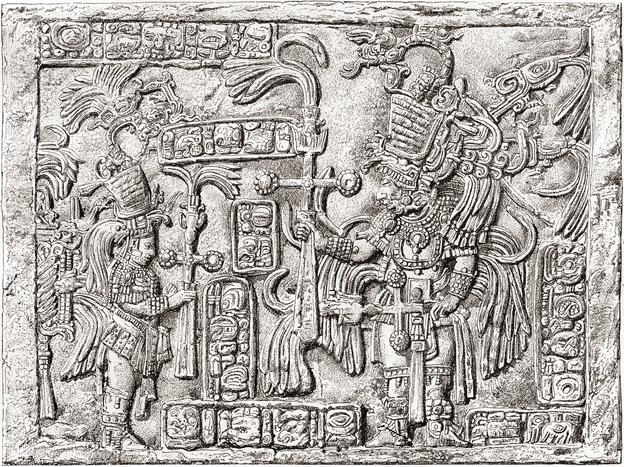 Decoratieve latei uit de oude Maya-stad Yaxchilan, Chiapas, Mexico door Spanish School
