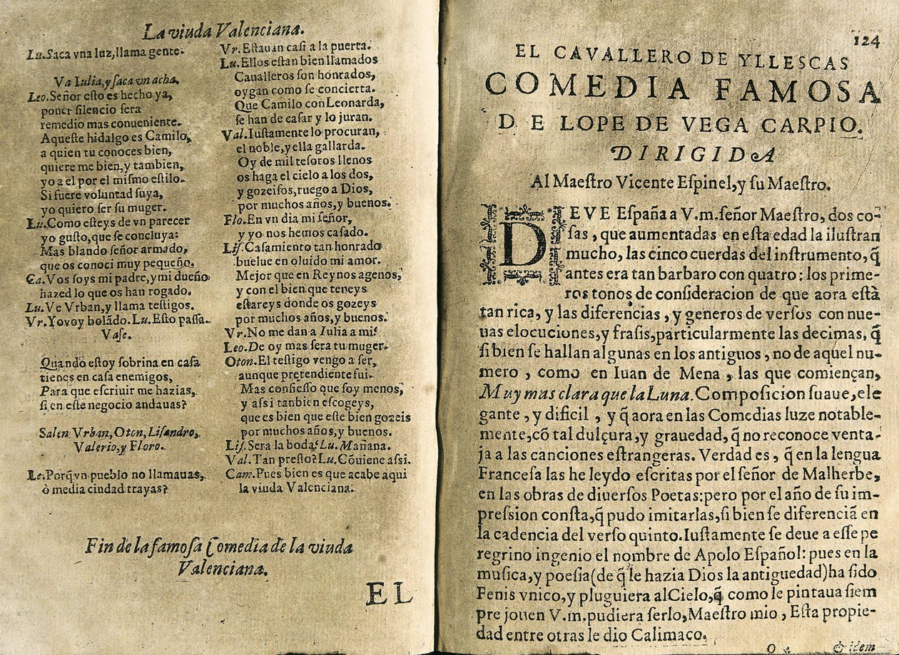 Spaanse muzikant en klassieke dichter Vicente Espinel en Felix Lope de Vega, 