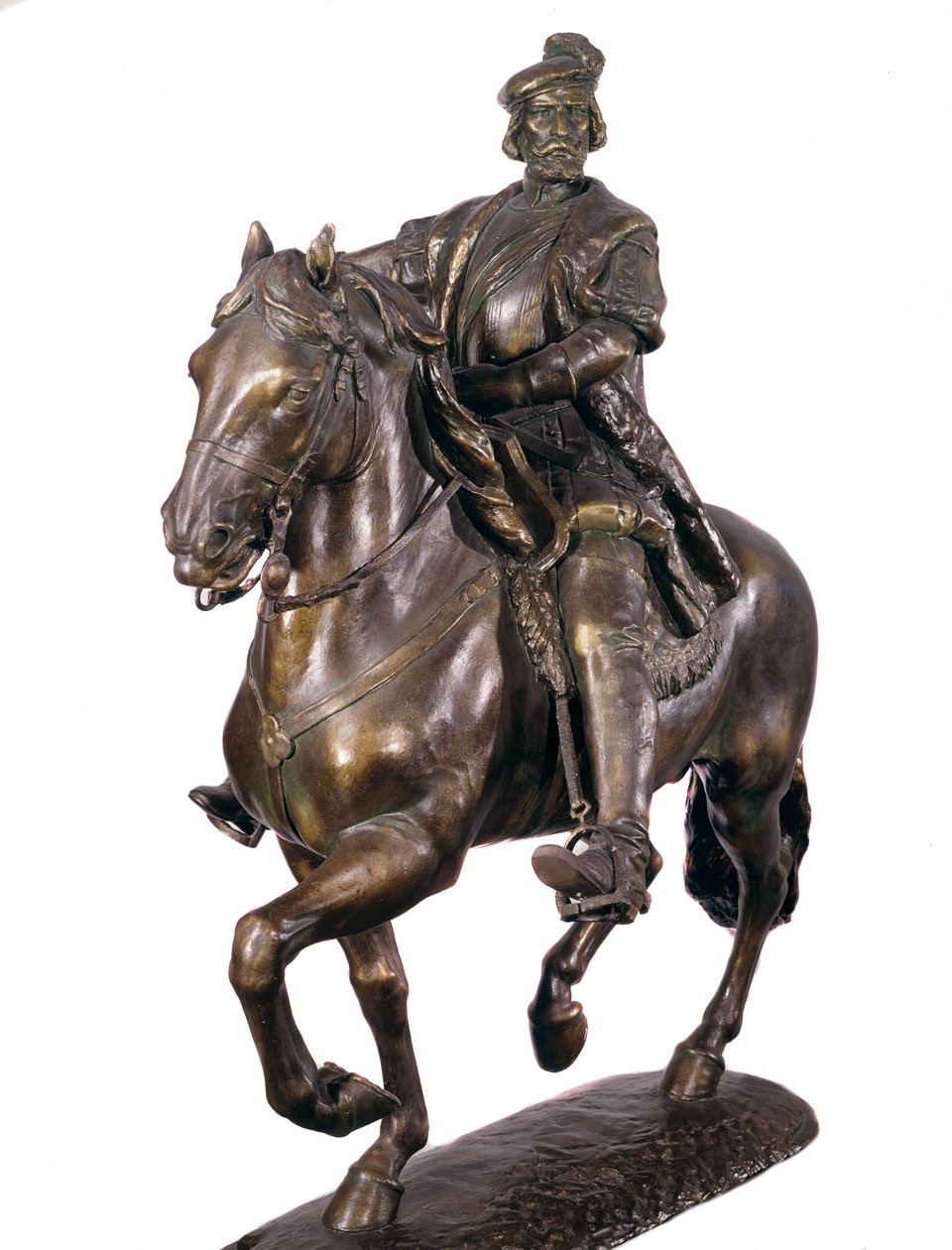 Ruiterportret van Hernan Cortes, Spaanse conquistador door Spanish School