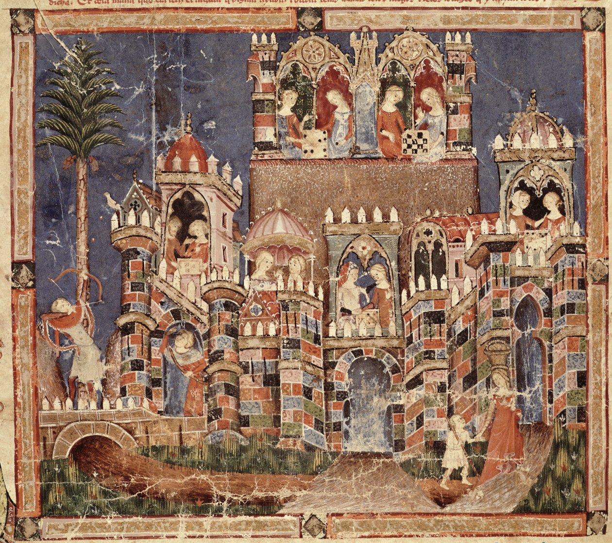 Spelen en vermaak van de Trojanen, uit de Codex Benito Santa Mora door Spanish School