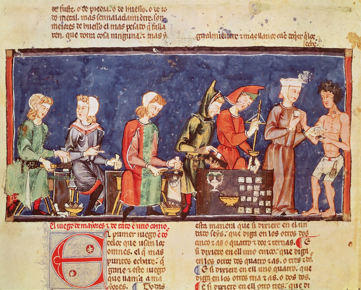 Dobbelsteenmakers, uit het Boek der Spelen, Schaken, Dobbelstenen en Borden, 1282 door Spanish School