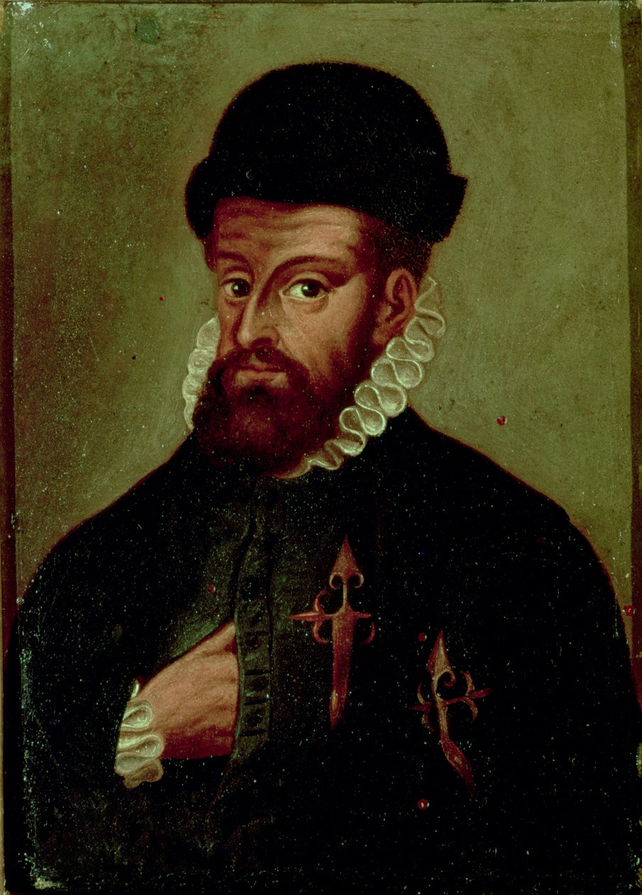 Francisco Pizarro (1478-1541) Spaanse conquistador door Spanish School