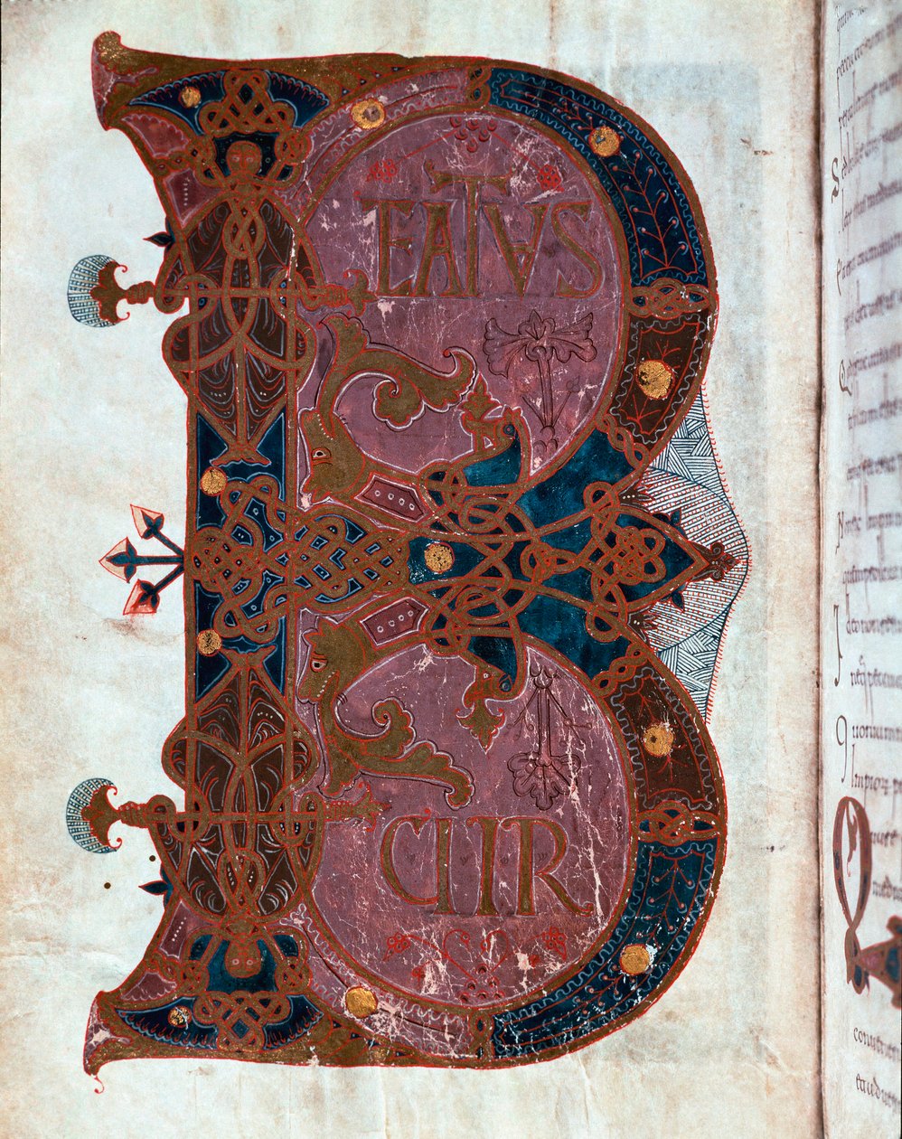 Lettrine B (Beatus). Miniatuur uit 