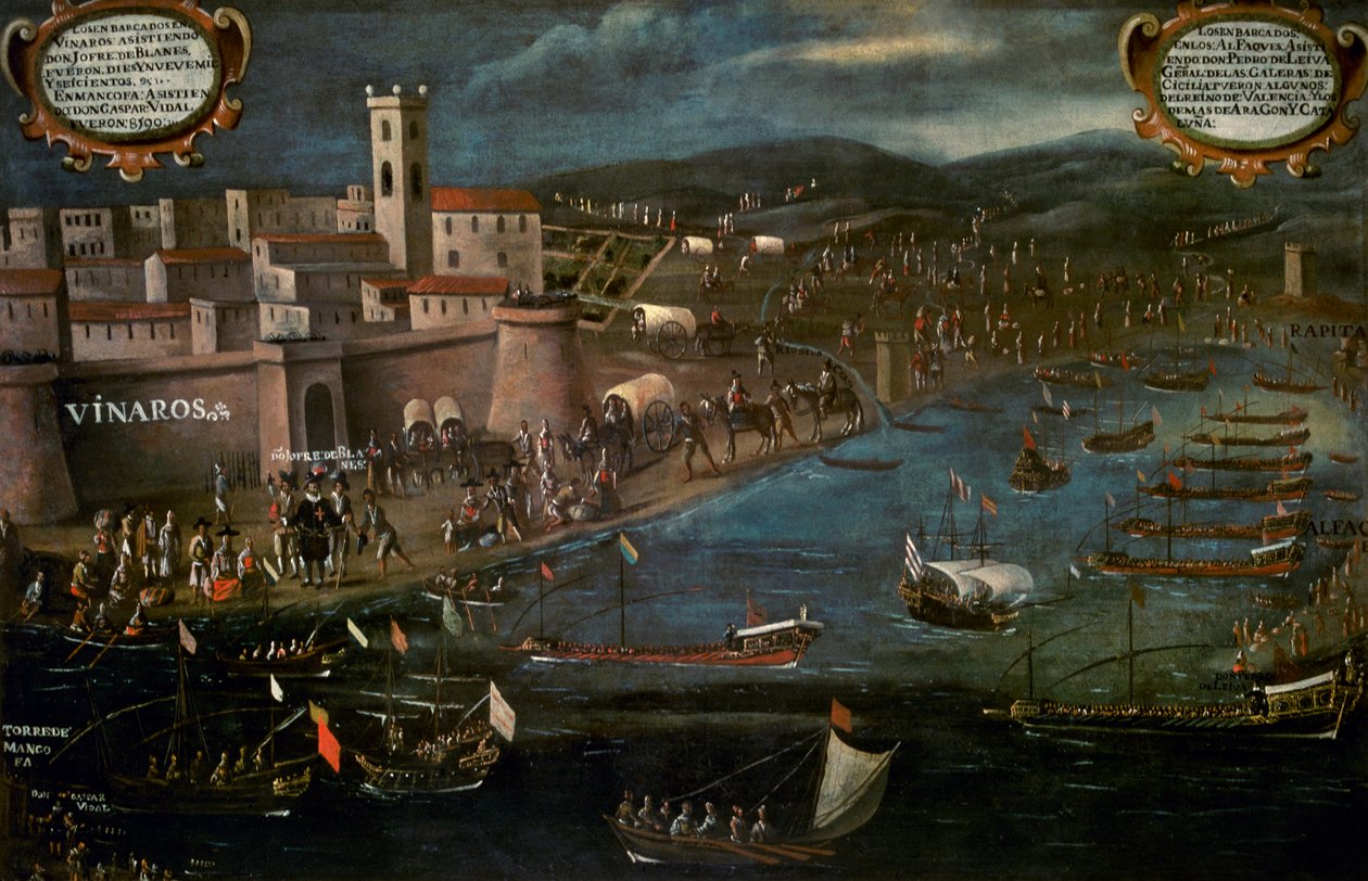 Moors schip in de Grao van Vinaroz door Spanish School