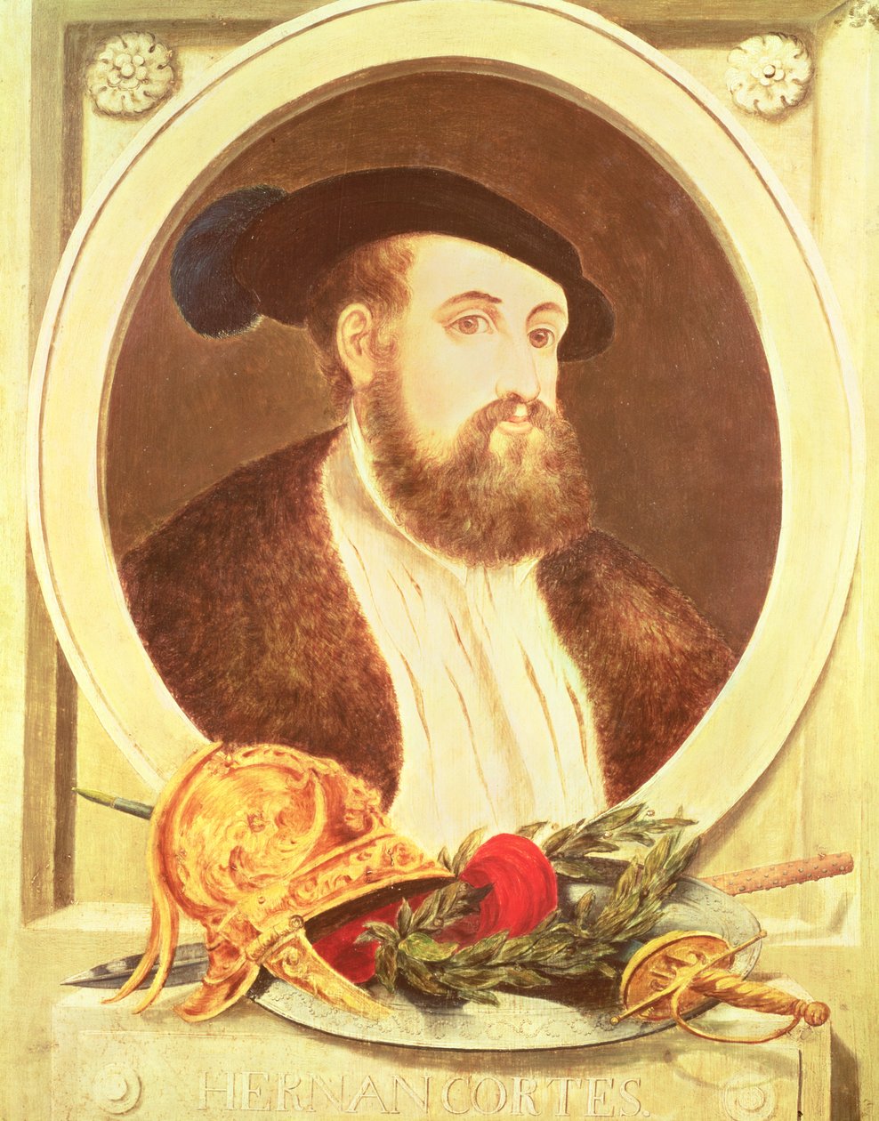 Portret van Hernan Cortes (1485-1547) door Spanish School