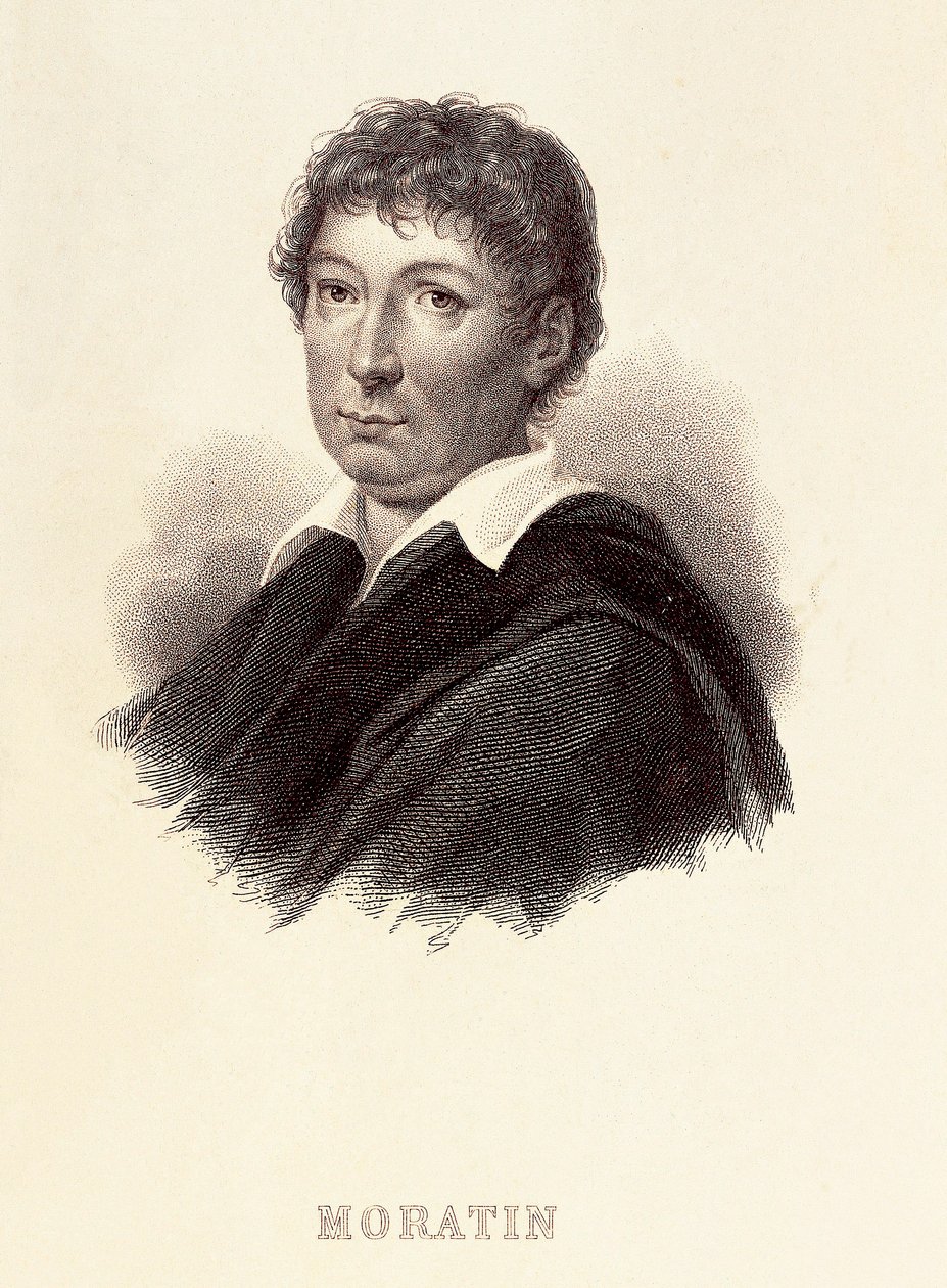 Portret van Leandro Fernandez de Moratin (1760-1828), Spaanse schrijver. Gravure 19e eeuw. Romantisch Museum van Madrid. door Spanish School