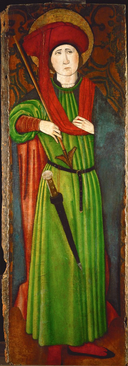 Sint Sebastiaan (olieverf op hout) door Spanish School