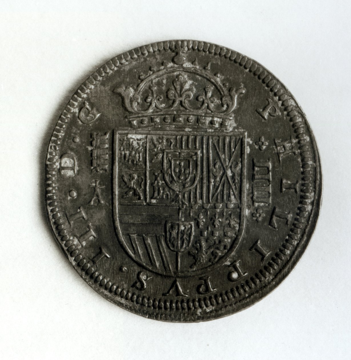 Zilveren kroonmunt van vier reale uit het bewind van Filips III van Spanje en Portugal (1578-1621) door Spanish School