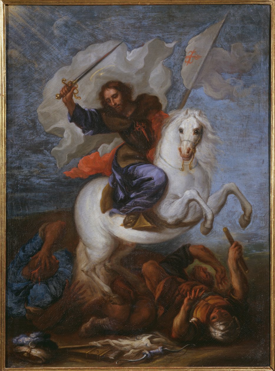St. Jacobus de Meerdere bij de Slag van Clavijo door Spanish School