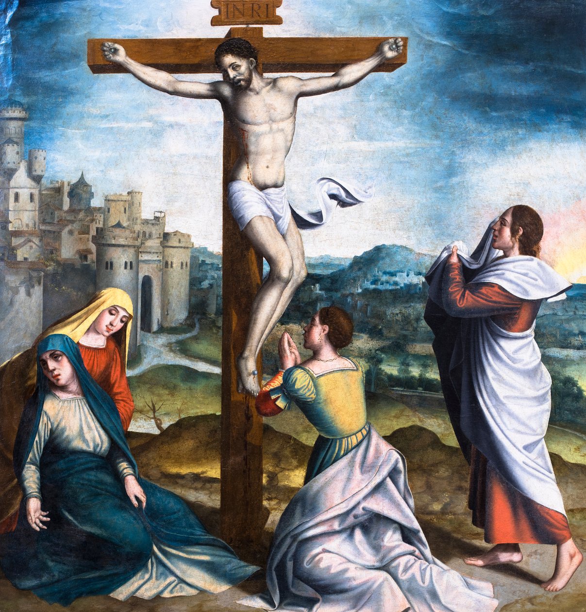 De kruisiging met de drie Maria