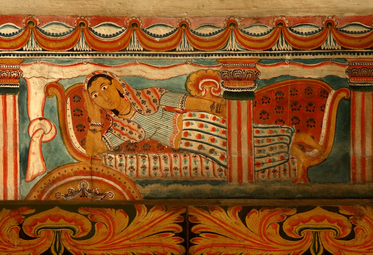 Muurschildering in het Beeldhuis van de Subdharama Tempel, Dehiwala door Sri Lankan School