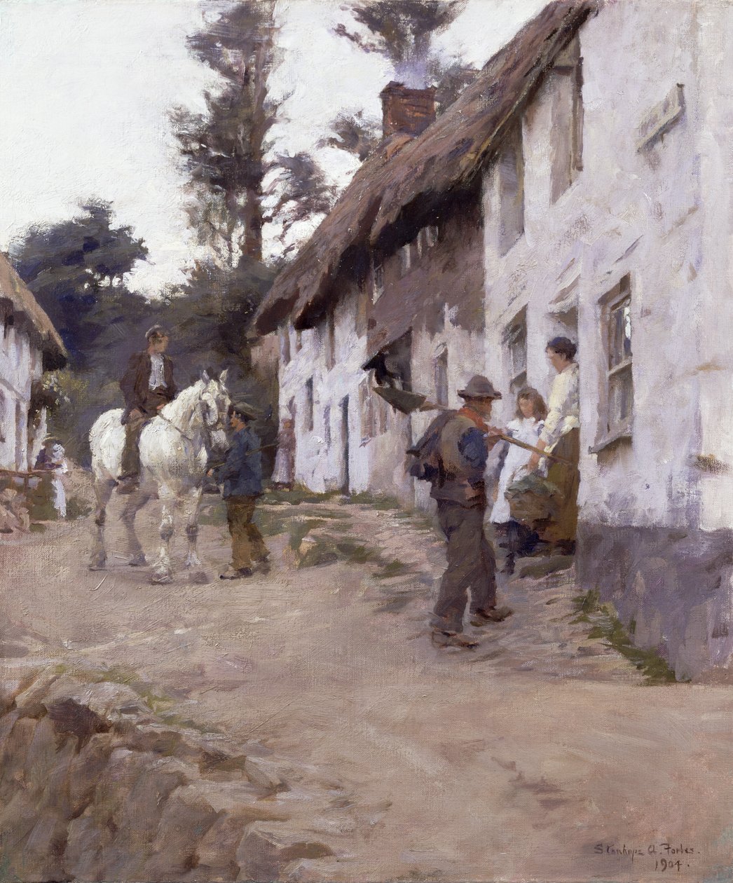 Avond - Arbeiders Keren Terug door Stanhope Alexander Forbes