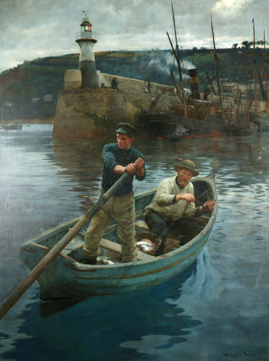 De Vuurtoren van Newlyn, Cornwall door Stanhope Alexander Forbes