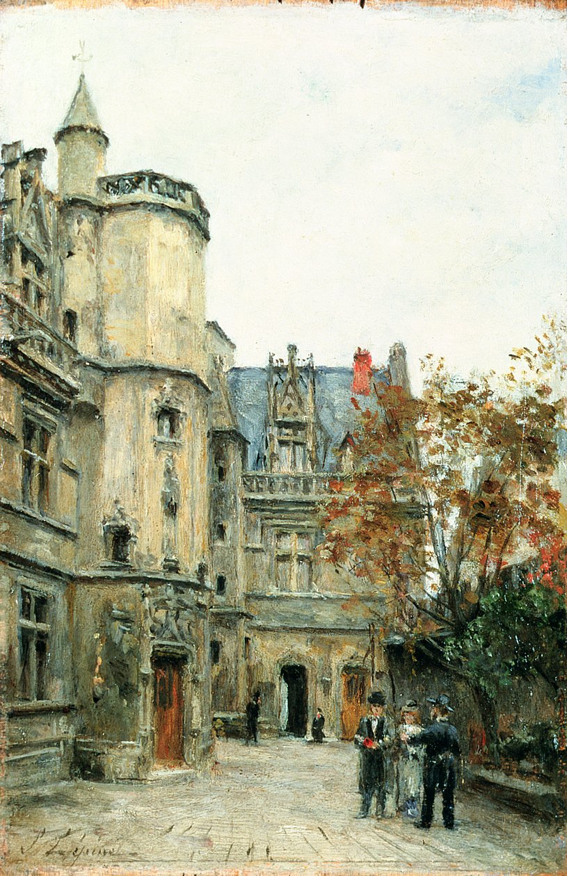 De Binnenplaats van het Museum van Cluny, c.1878-80 door Stanislas Victor Edouard Lepine