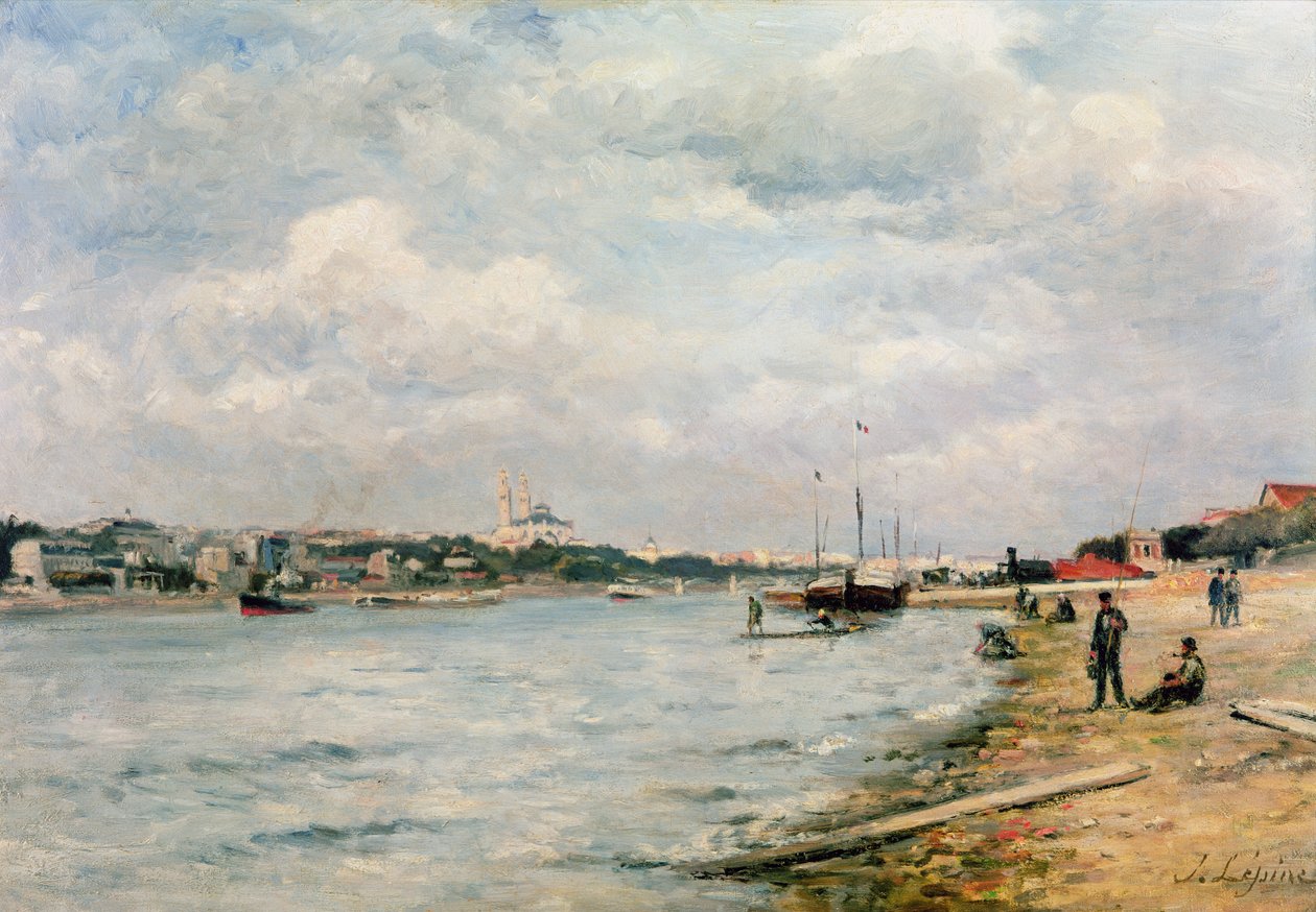 De Seine bij Passy - de Trocadero en de haven van Grenelle door Stanislas Victor Edouard Lepine