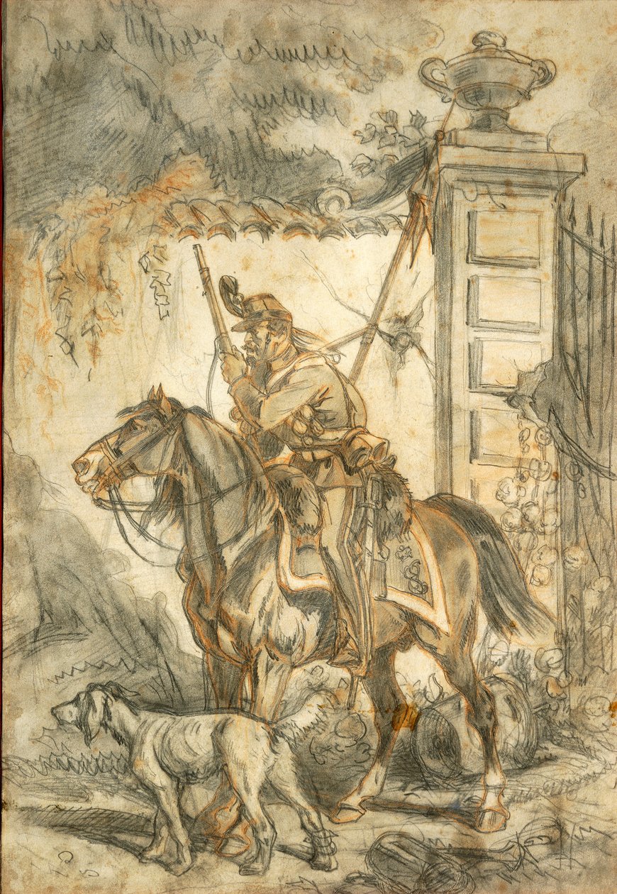 Lansiers op patrouille, Illustratie door Stanislao Grimaldi del Poggetto door Stanislas Grimaldi del Poggetto