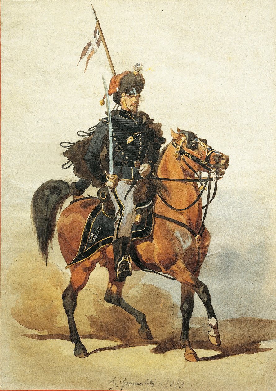 Officier van de Huzaren van Piacenza door Stanislas Grimaldi del Poggetto