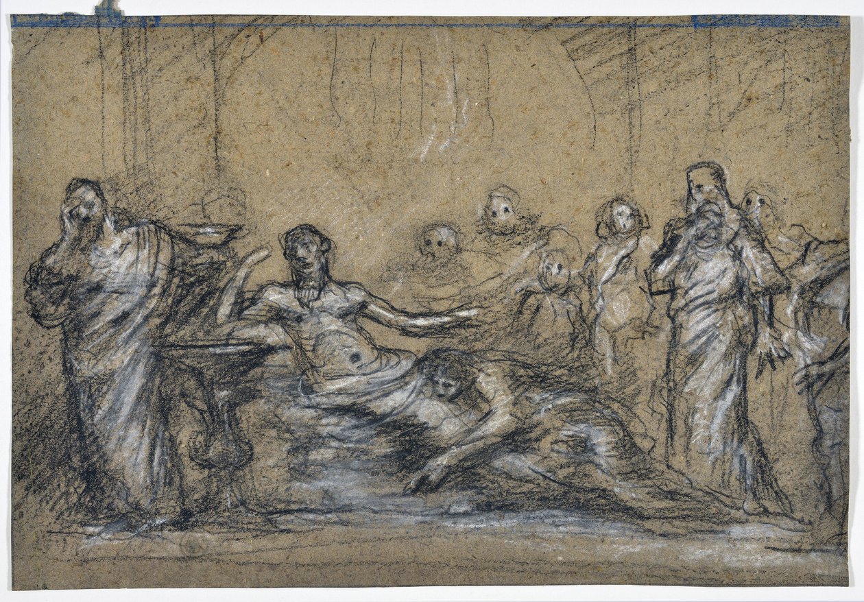 Oude Scène Studie door Stanislas Torrents y de Amat