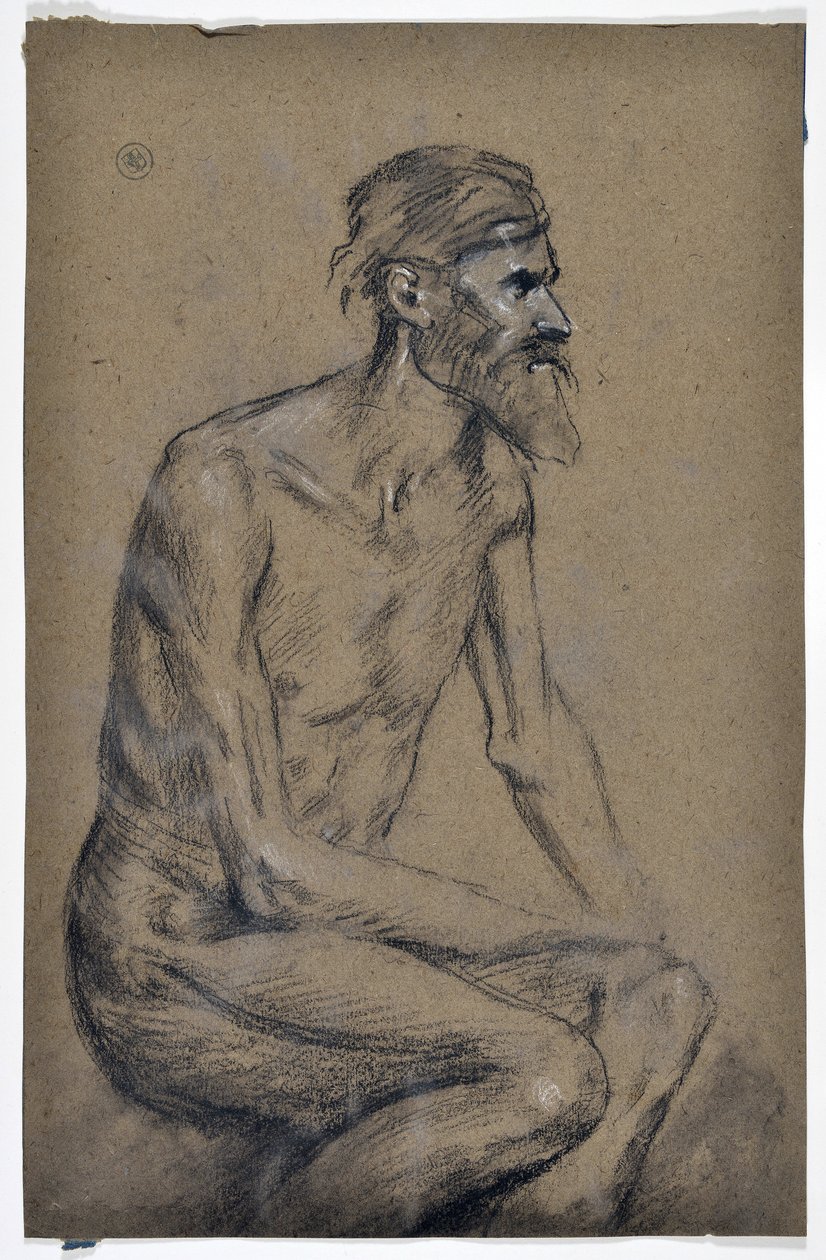 Studie van zittende man door Stanislas Torrents y de Amat