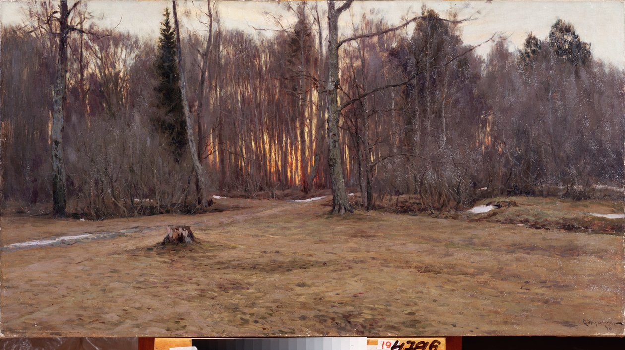 Aprilavond. Schilderij van Stanislav Yulianovich Zhukovsky door Stanislav Joulianovitch Joukovski