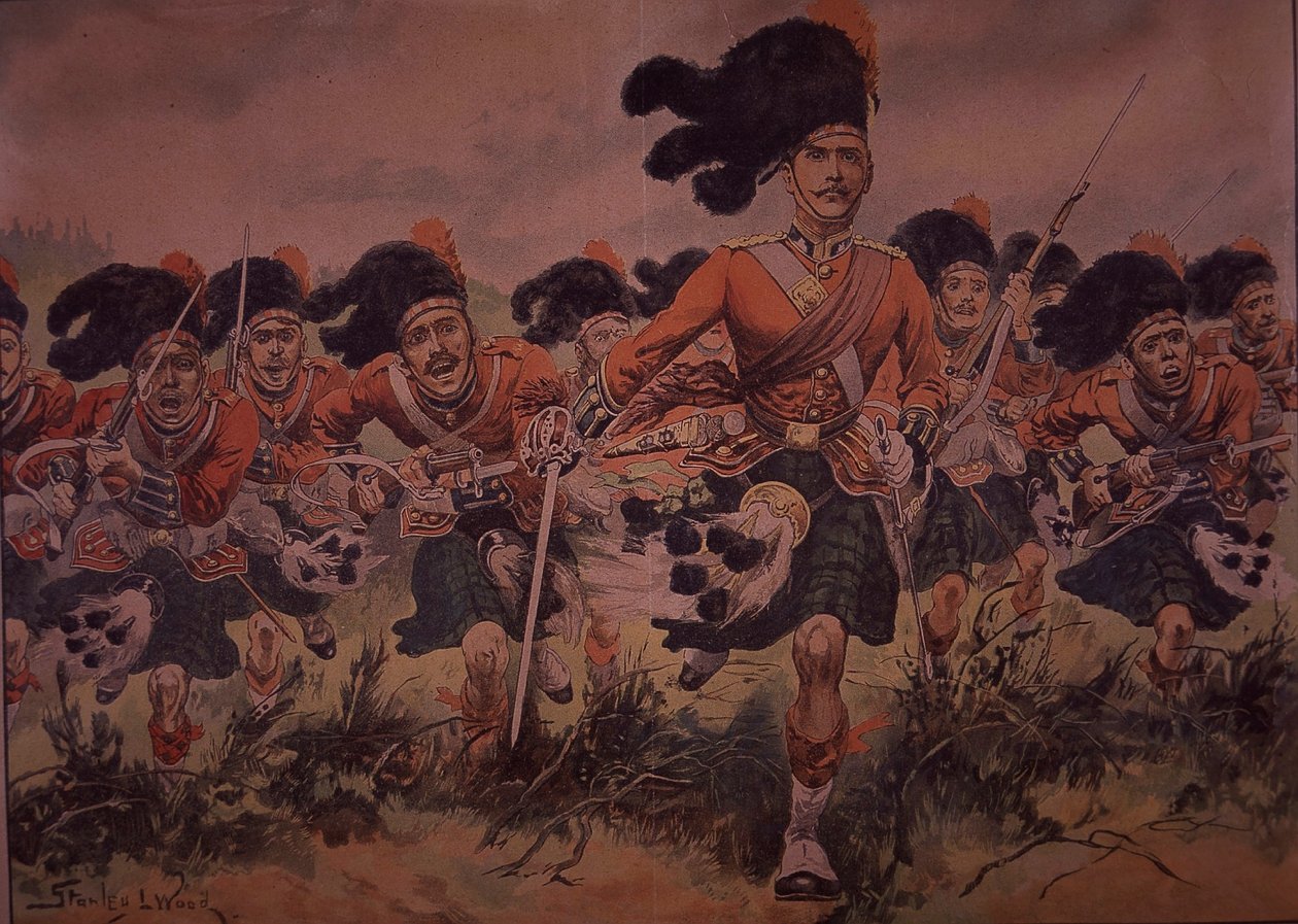 Aanval van de Black Watch, ca. 1900 door Stanley L. (after) Wood