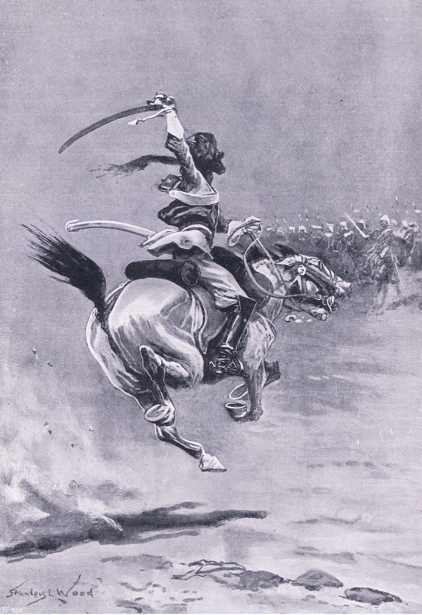 Delhi: De belegeraars werden constant aangevallen, juli 1857, illustratie uit Britse gevechten op land en zee, 1915 door Stanley L. Wood