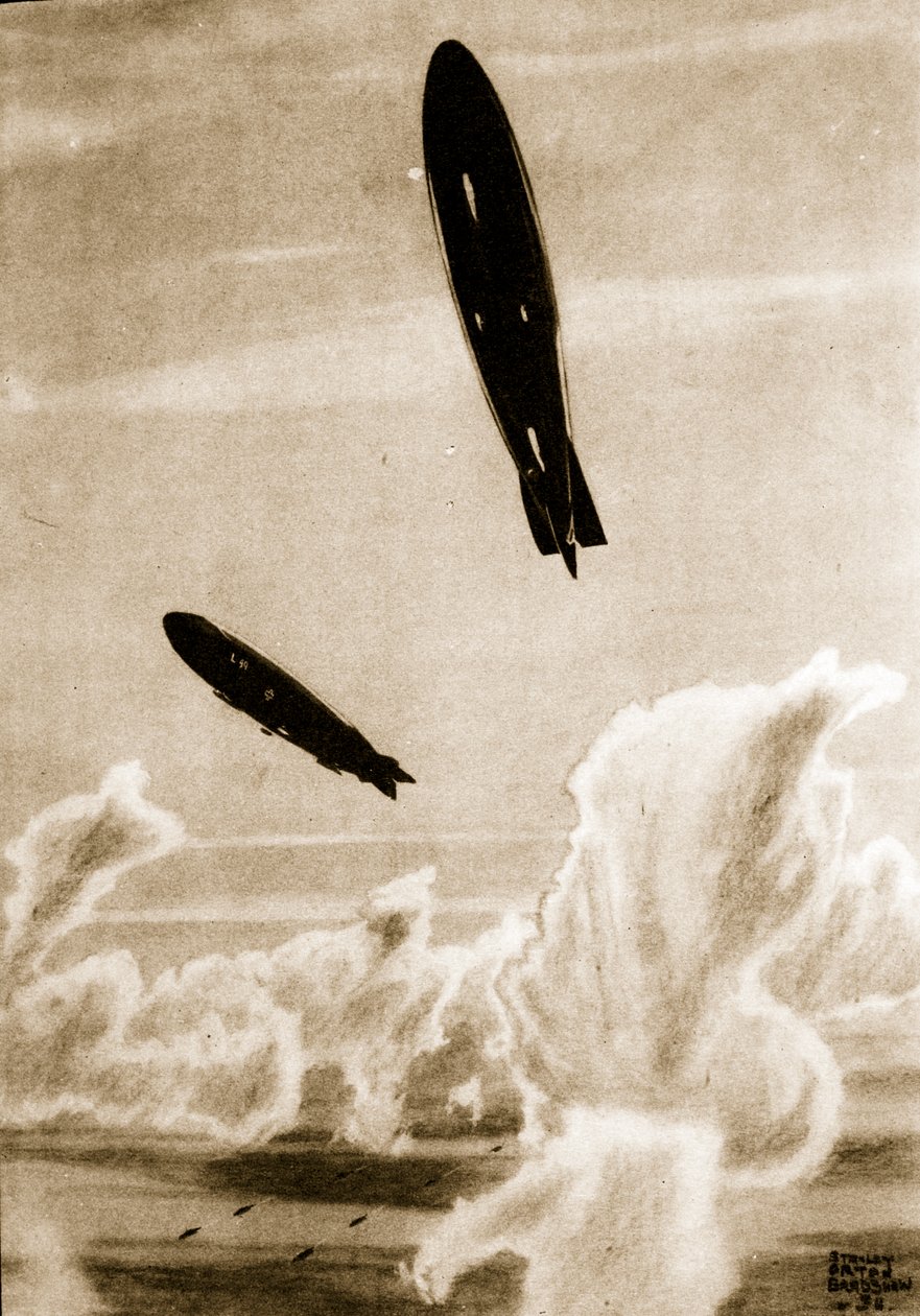 Zeppelins op Noordzee patrouille, illustratie uit 
