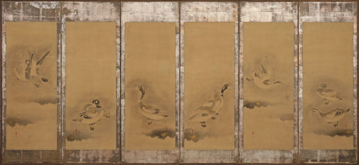 Wilde ganzen, Momoyama of Edo periode door Sôtatsu