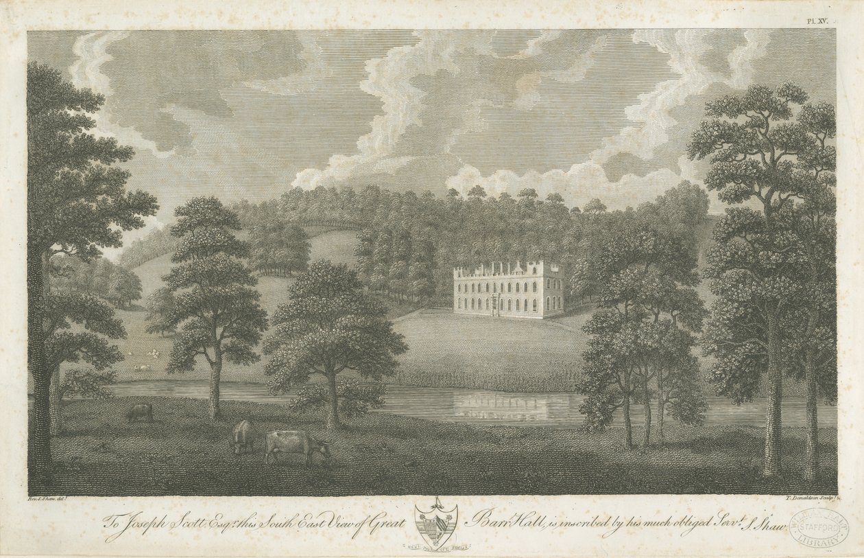 Great Barr Hall (gravure) door Stebbing Shaw