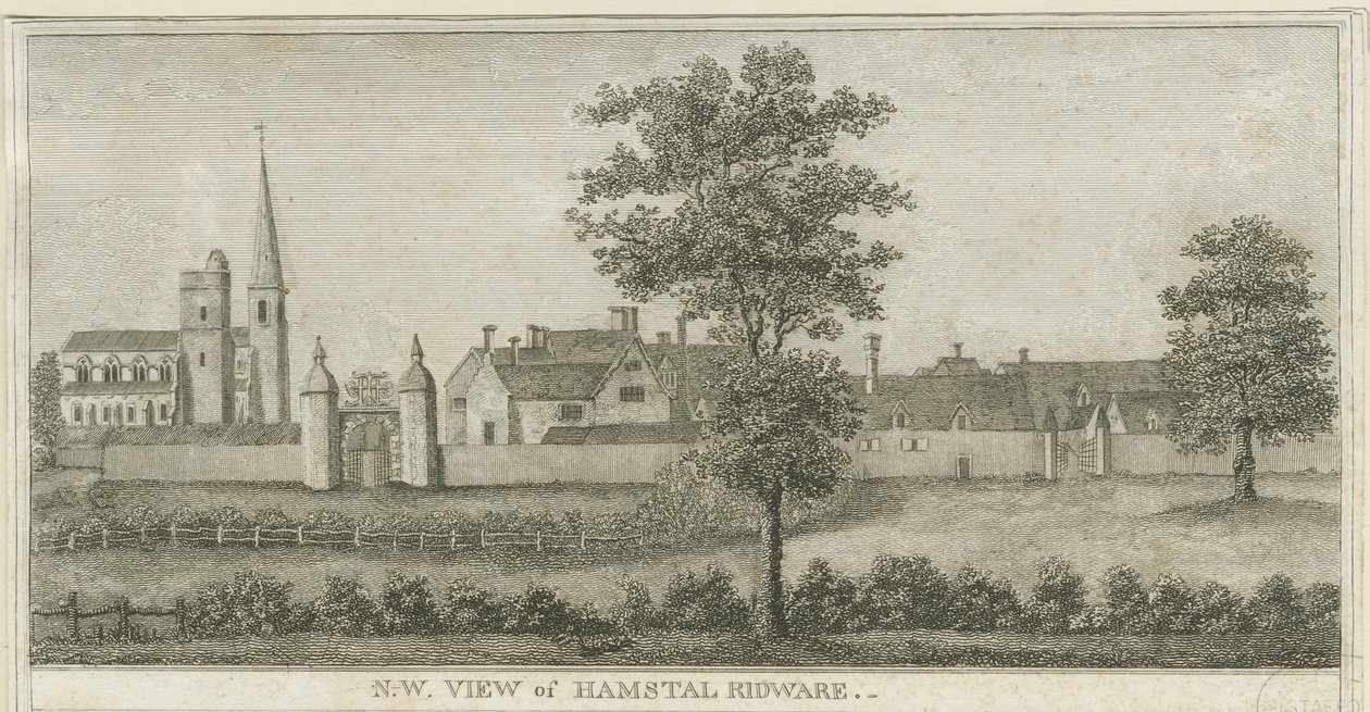 Hamstall Ridware - Kerk en Landhuis door Stebbing Shaw