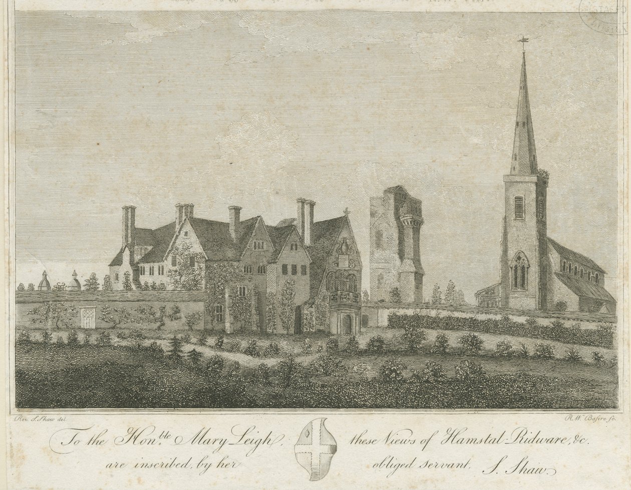 Hamstall Ridware - Kerk en Landhuis door Stebbing Shaw