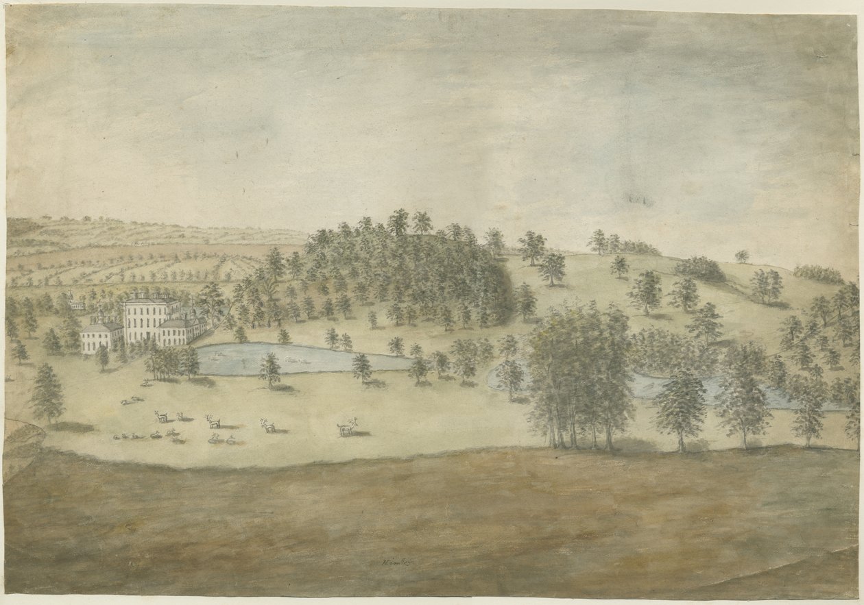Himley Hall: aquarel schilderij door Stebbing Shaw