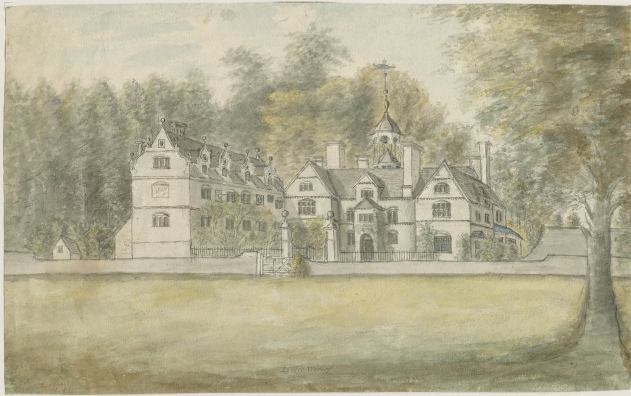 Norton Canes - Little Wyrley Hall: aquarel schilderij, nd [1762-1802] door Stebbing Shaw