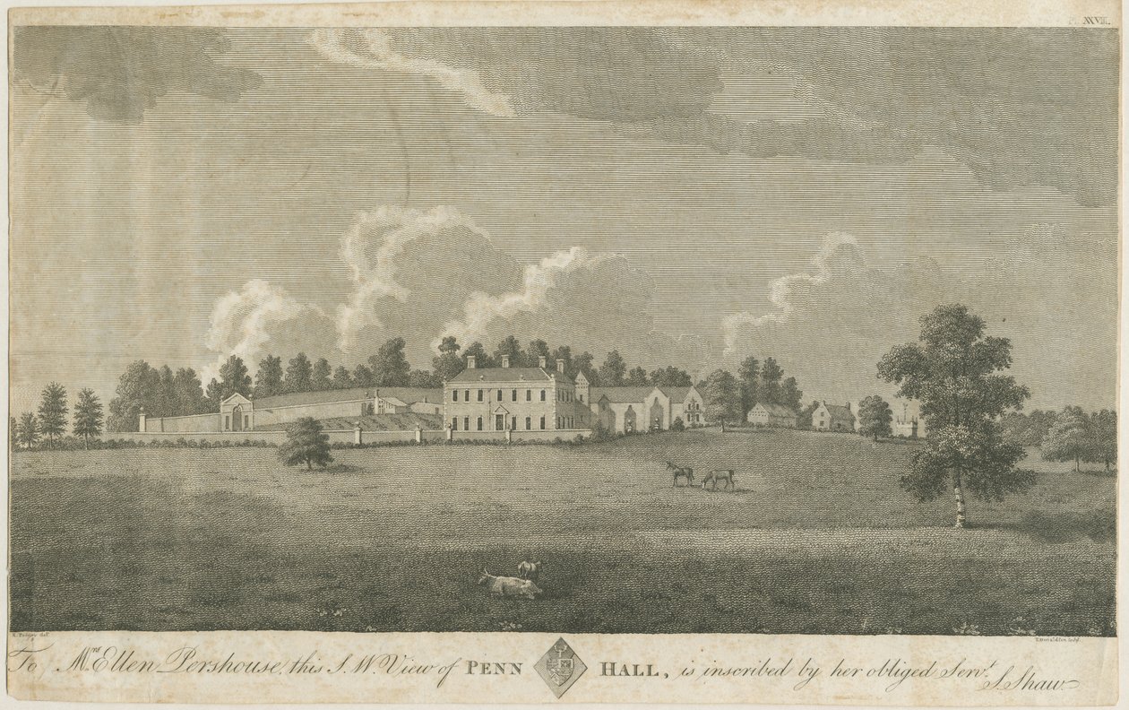 Penn Hall: gravure, nd [laat 18e eeuw] door Stebbing Shaw