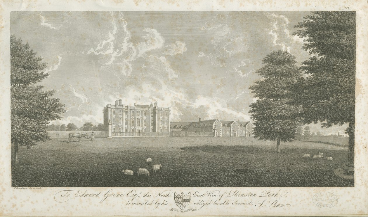 Shenstone Park - Hall: gravure, nd [laat 18e eeuw] door Stebbing Shaw