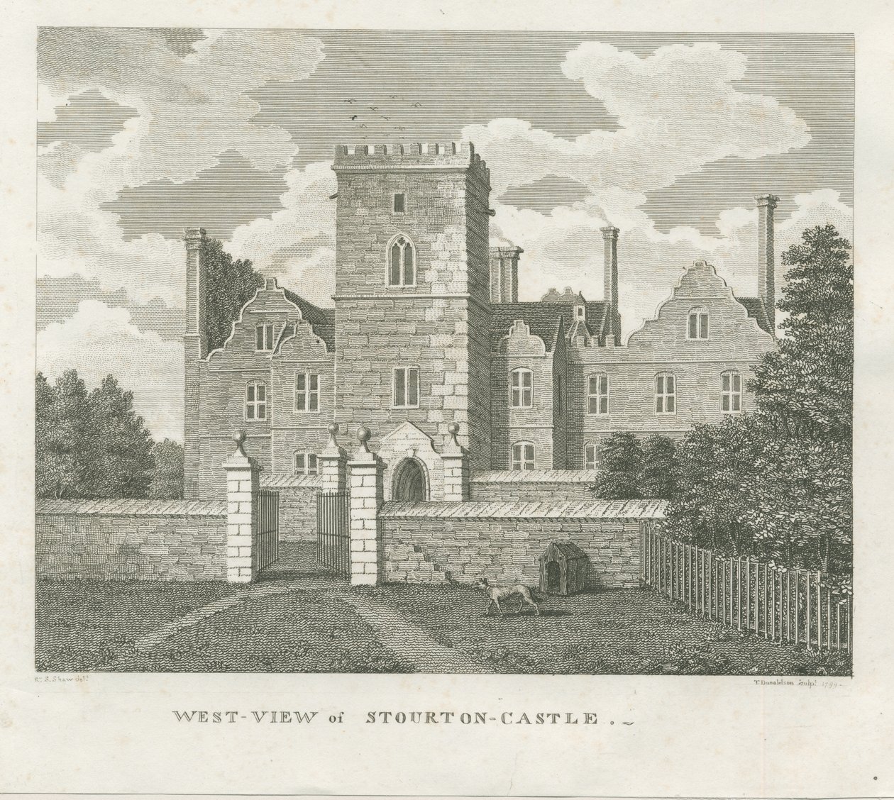 Stourton Kasteel: gravure door Stebbing Shaw