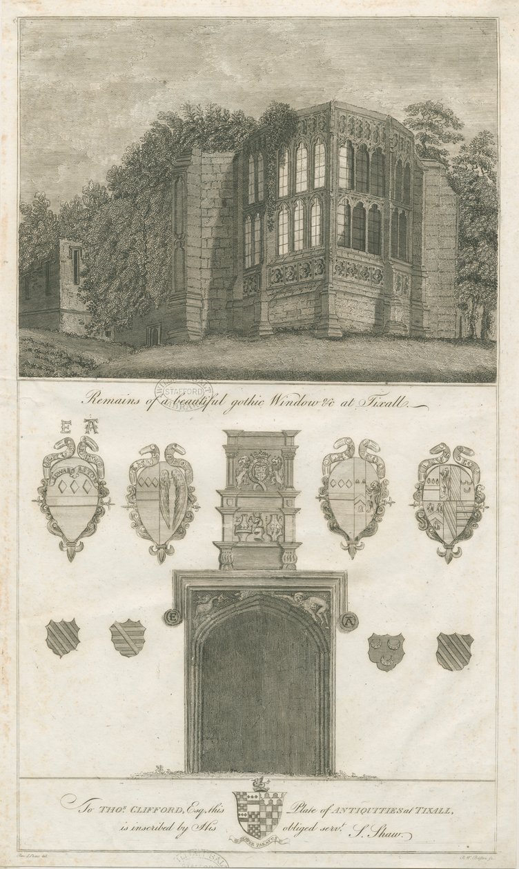 Tixall Hall - Gotisch Raam en Heraldieke Oudheden door Stebbing Shaw