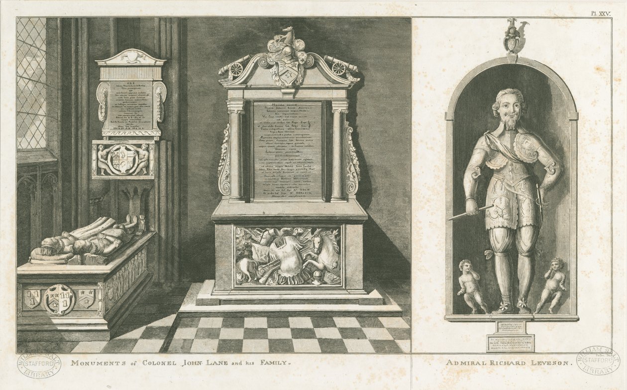 Wolverhampton - Monumenten van Kolonel John Lane en Admiraal Richard Leveson door Stebbing Shaw