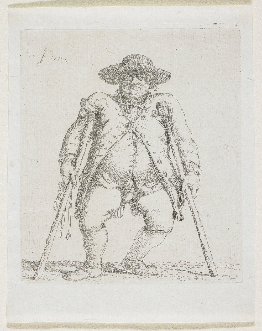 Man met krukken; "Orlandini" door Stefan Juliusz Norblin de la Gourdaine