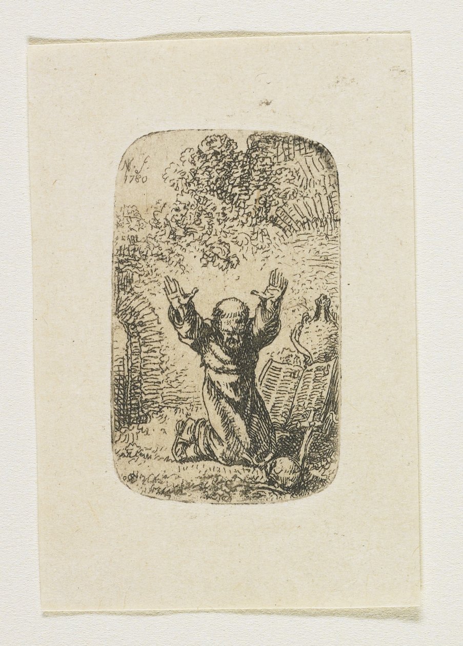 Monnik in gebed door Stefan Juliusz Norblin de la Gourdaine