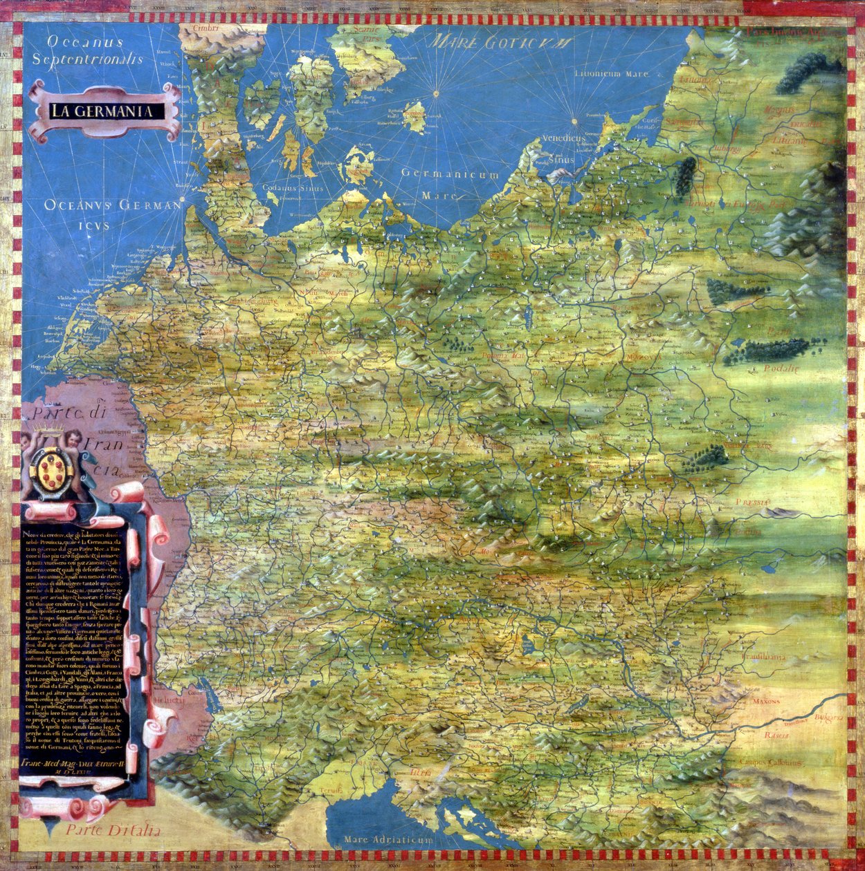Kaart van Zestiende Eeuws Duitsland, uit de 