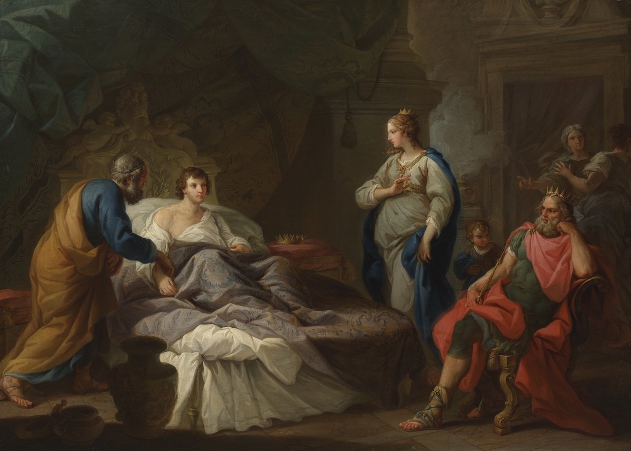 Antiochus verlangt naar Stratonice, c.1740 door Stefano Pozzi