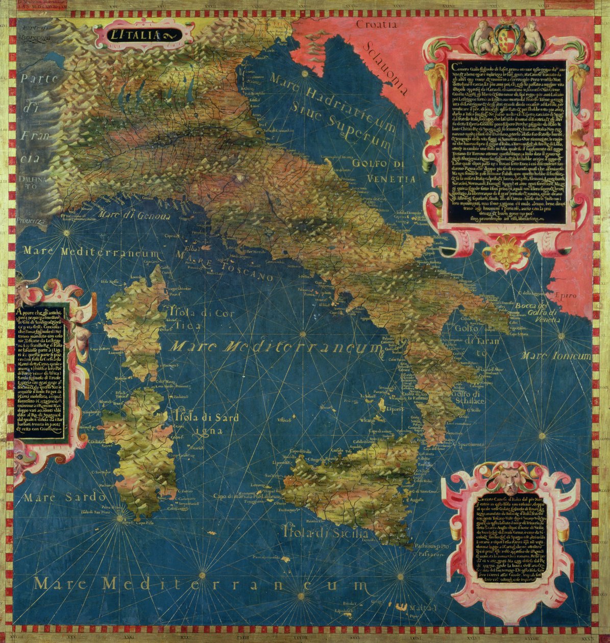 Kaart van zestiende-eeuws Italië, uit de 